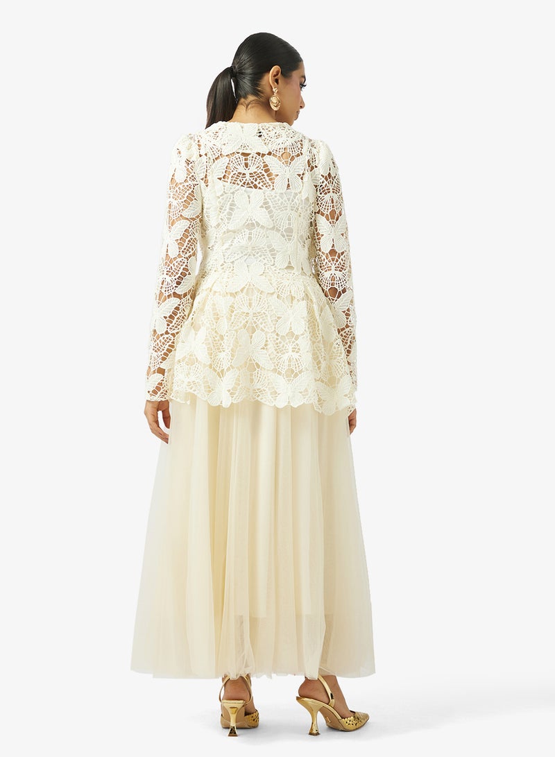 Khizana Lace Peplum Top & Skirt Set - Image 2